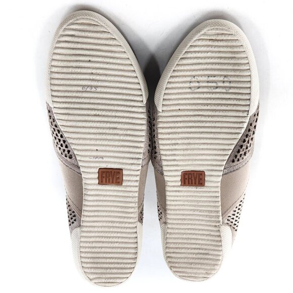 FRYE Melanie Silver Metallic Leather Perforated Mules Flat Breathable - Picture 8 of 8
